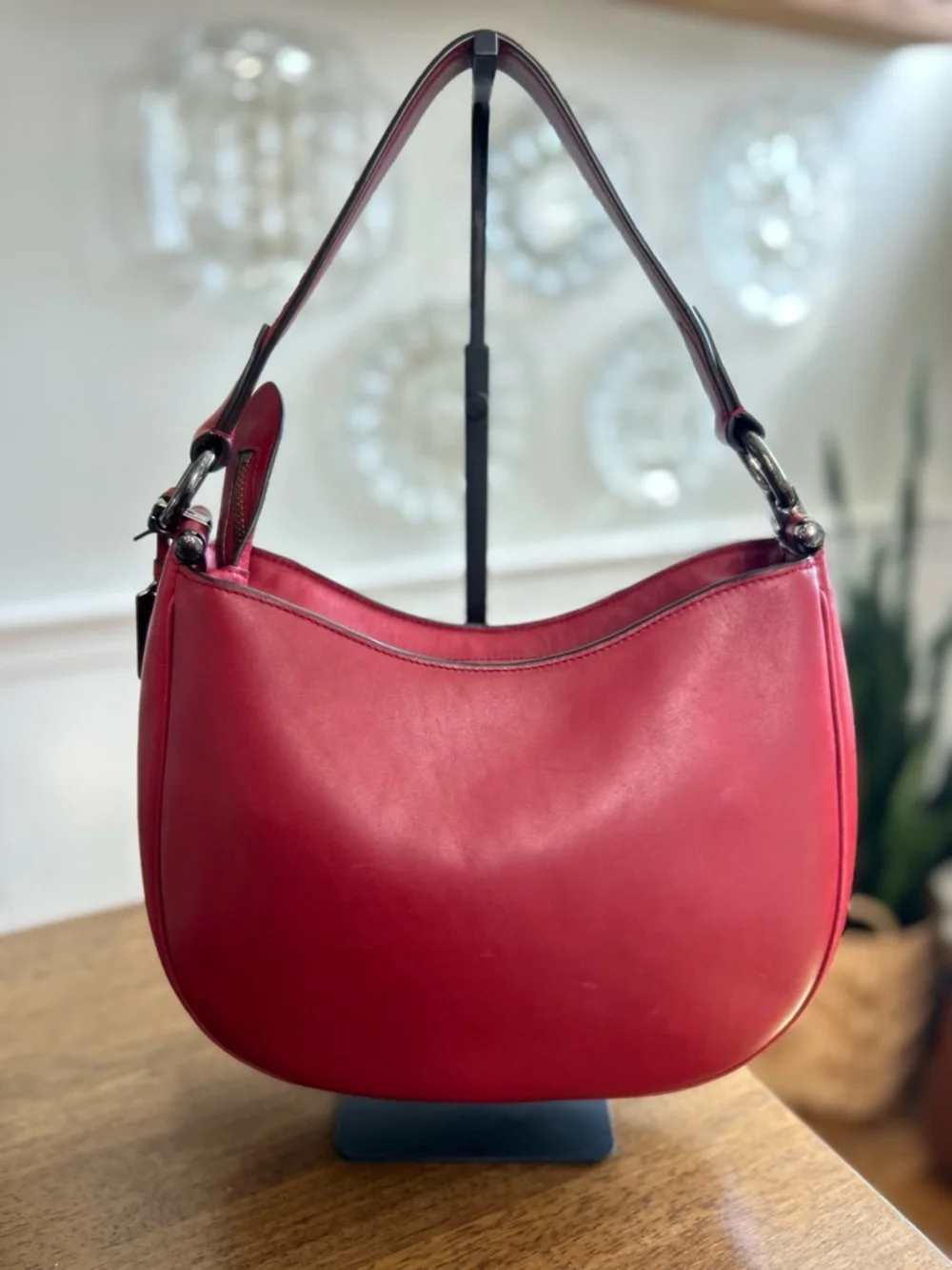 COACH Glove-tanned Leather Mae Nomad Crossbody/Hobo
'Cherry' Red - Picture 4 of 17